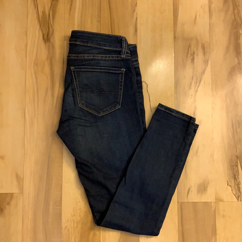 Skinny dark blue washed jeans (petite)